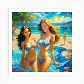 Two Girls In Bikinis idk Art Print