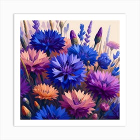 Cornflower flowers 2 Art Print