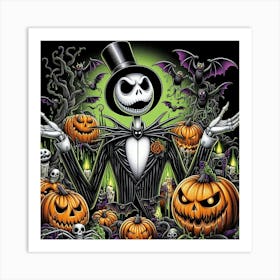 Halloween With Jack Skellington 3 Art Print