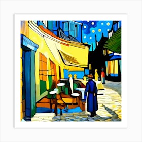 Tardis On The Terrace At Arles - Dr WHO & Van Gogh inspired Art Print 7 Art Print