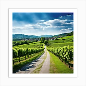 Plant Green Tree Grass Texture Scenic Rural City Farm Building Lane Road Background Clo (1) Art Print