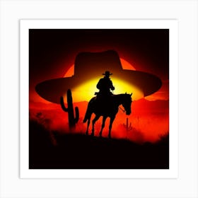 Cowboy Silhouette Art Print