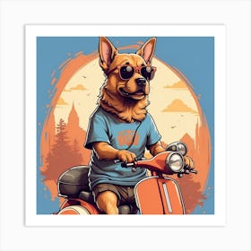 Dog On A Moped Art Print