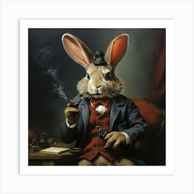 Rabbit Smoking A Pipe Art Print