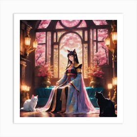 A Queen of beauty upon Her Throne Upon her throne sits with grace Art Print