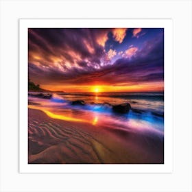 Sunset On The Beach 195 Art Print