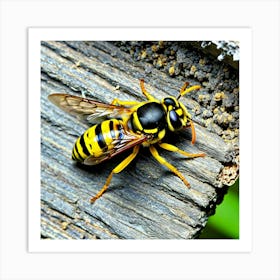 Wasp On Wood 1 Art Print