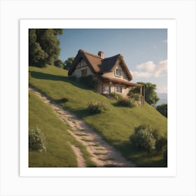 Cottage On A Hill Art Print