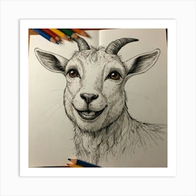 Goat Drawing 25 Art Print