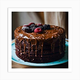 Chocolate Cake With Berries Art Print