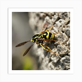 Wasp On A Rock Art Print