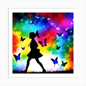 Girl With Butterflies 5 Art Print