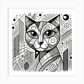 Straytail City Cat Art Print