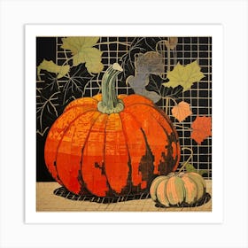 Vintage Pumpkin Illustration Square 2 Art Print