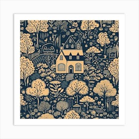 Forest Cottage Graphic Art Print