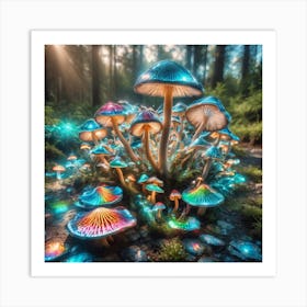 Mushrooms In The Forest Art Print