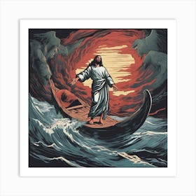 Jesus In The Boat Art Print
