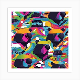 Bear, New Poster For Ray Ban Speed, In The Style Of Psychedelic Figuration, Eiko Ojala, Ian Davenpor (2) Art Print