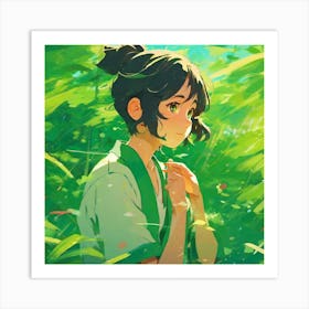 Anime Girl In The Forest Art Print