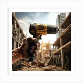 Hand Holding A Drill Art Print