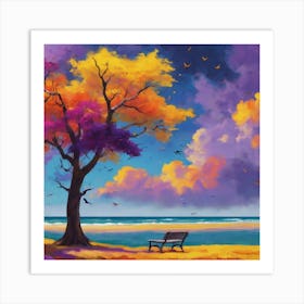 Tree By The Sea Art Print