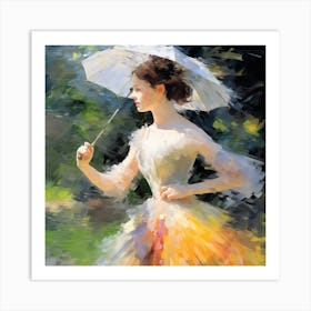 Girl With An Umbrella Art Print