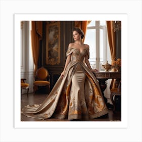 Golden Wedding Dress Art Print