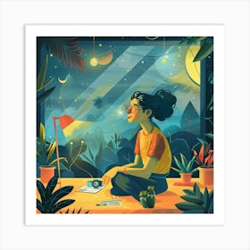 Girl In The Garden Art Print