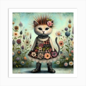 Cute punk cat 5 Art Print