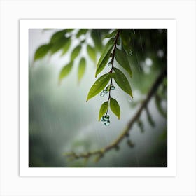 Raindrops On A Leaf Art Print