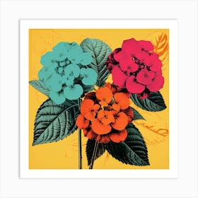 Andy Warhol Style Pop Art Flowers Lantana 3 Square Art Print