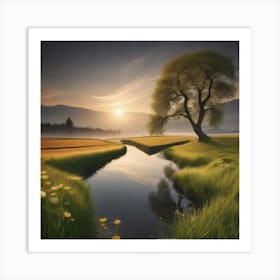 Lone Tree In A Field 3 Art Print