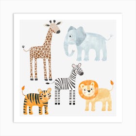 Baby Safari Animals Art Print