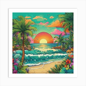 Sunset At The Beach 7 Art Print