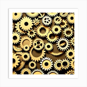 Gold Gears Background 2 Art Print