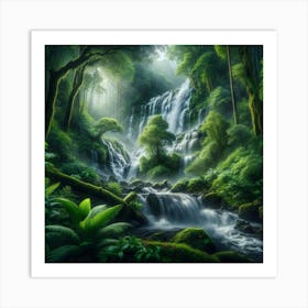 Waterfall In The Forest 1 Art Print