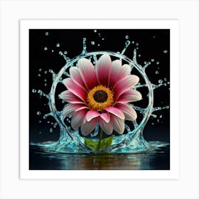 Water Splash Flower Art Print