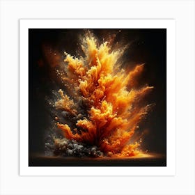 Explosion Of Orange And Black Smoke Art Print