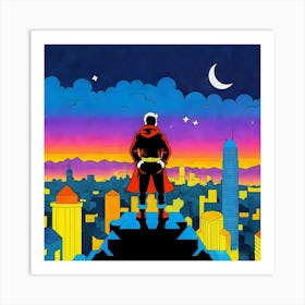 Superman At Night Art Print