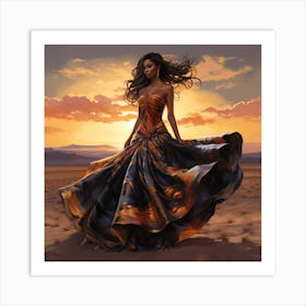 Woman In The Desert Art Print