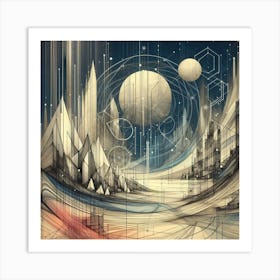 Futuristic Landscape Abstract Painting Art Print