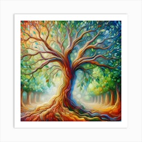 Branched colored Tree Art Print