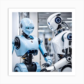 Two Robots In A Factory Art Print