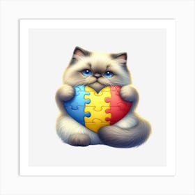 Autism Puzzle Piece Cat (Himalayan) Art Print