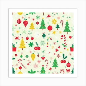 Festive Christmas Pattern Art Print