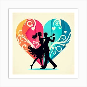 Couple Dancing In A Heart 1 Art Print