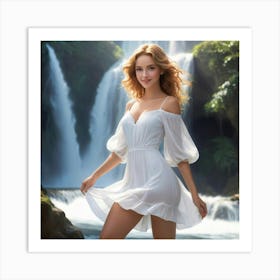 Beautiful Woman In White Dress 8 Art Print