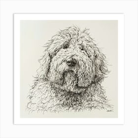 Komondor Dog Line Sketch 3 Art Print