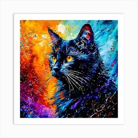 Black Cat Painting Art Print