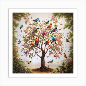 Birds On A Tree Art Print